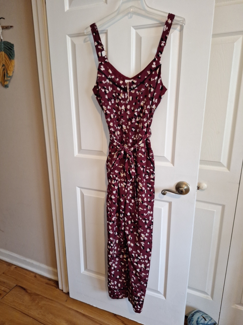 Heartloom Burgundy & White Floral Tie-Front Jumpsuit